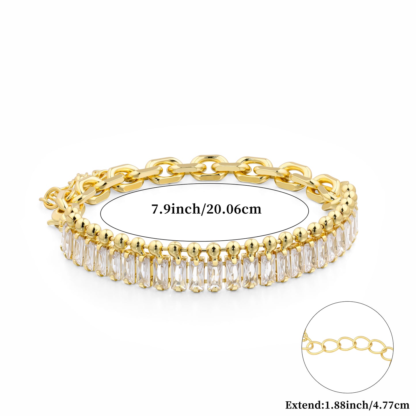 Aprilery Gold Chain Bracelet for Women Dainty Cubic Zirconia Link Bracelet Gold Trendy Bracelets Jewelry