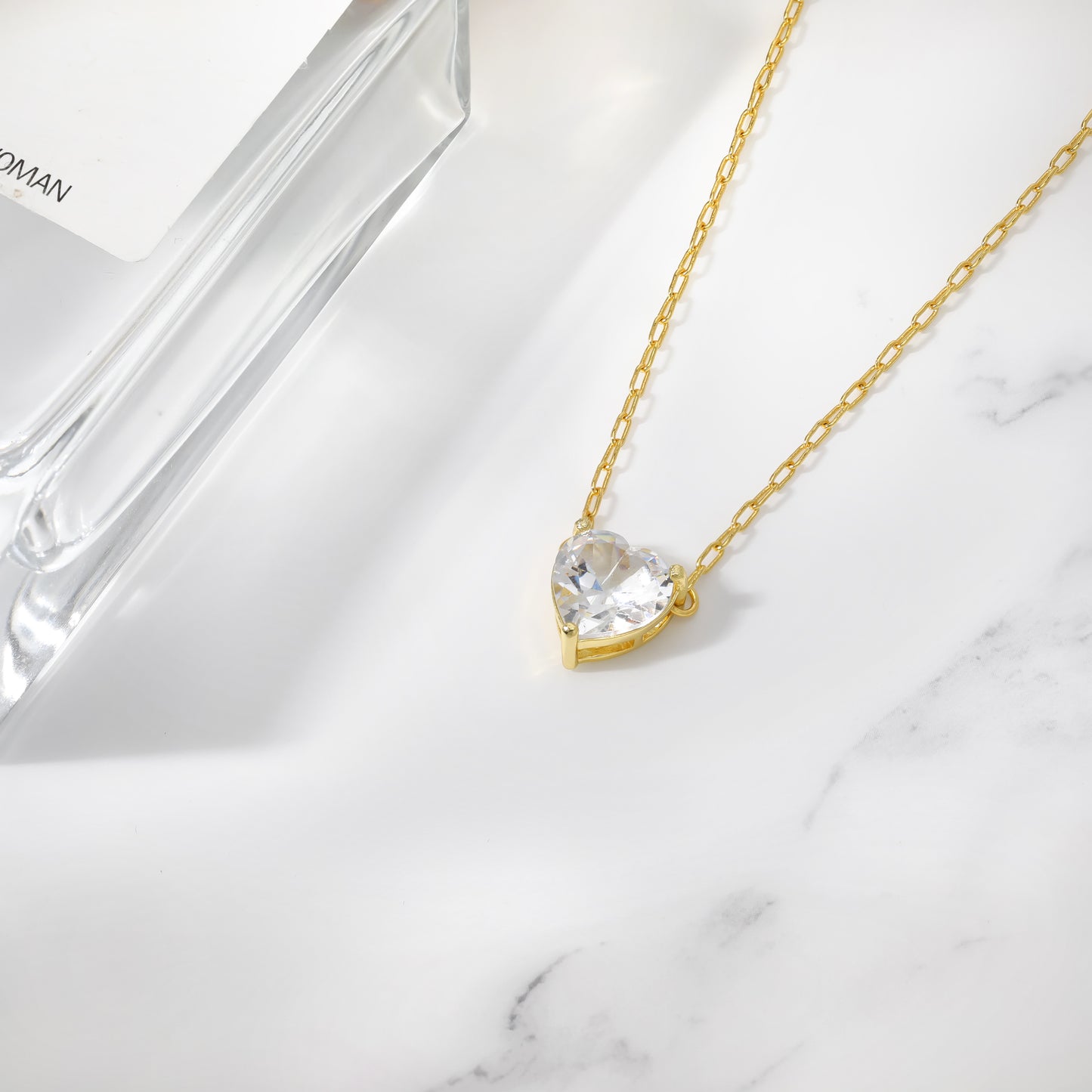 Aprilery Gold Pendant Necklaces for Women Cubic Zirconia Heart Necklace Trendy Gold Chain Necklaces Dainty Jewelry Gift