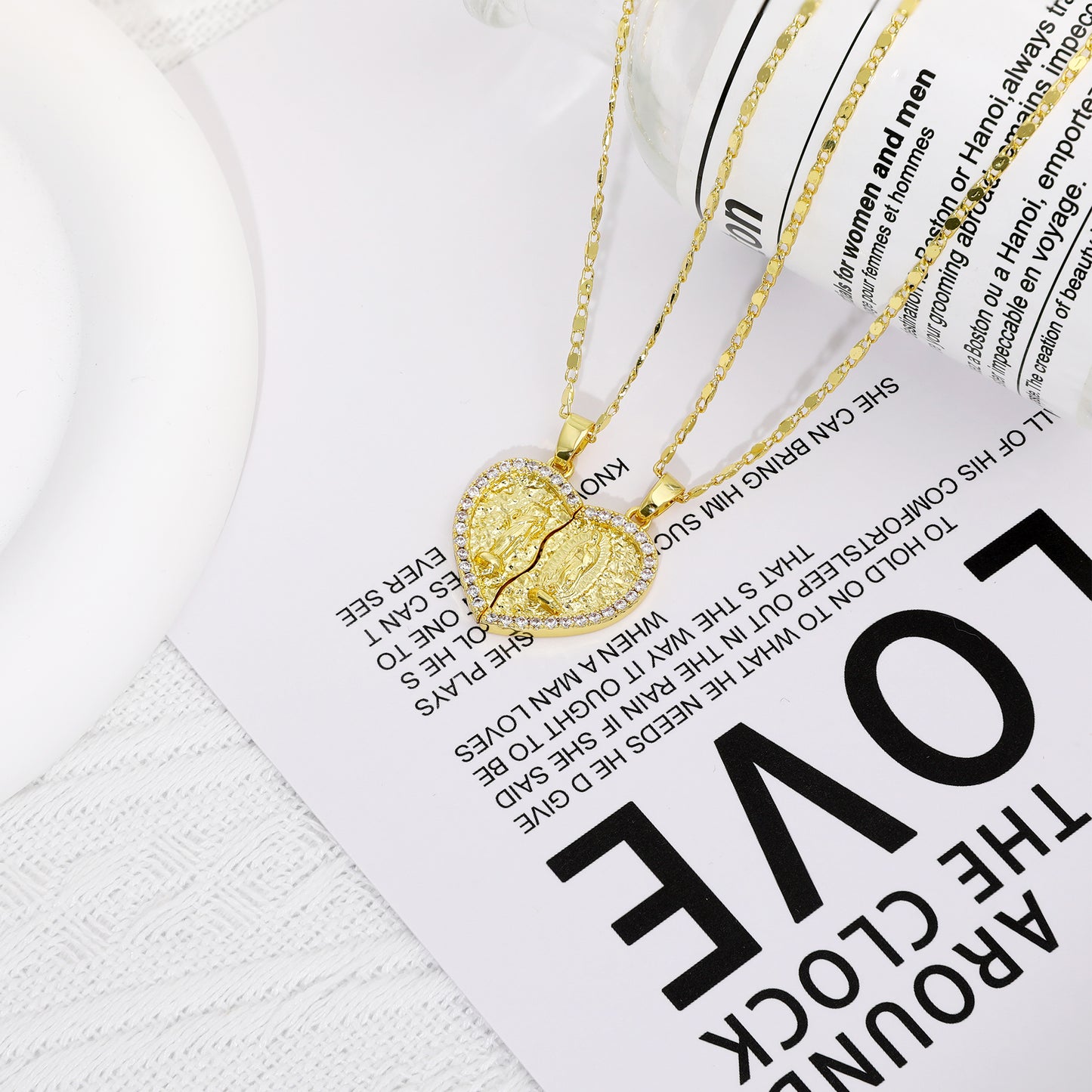 2Pcs 14K Gold Plated Virgin Mary Pendant Necklace for Women Catholic Religious Christian Jewelry for Her