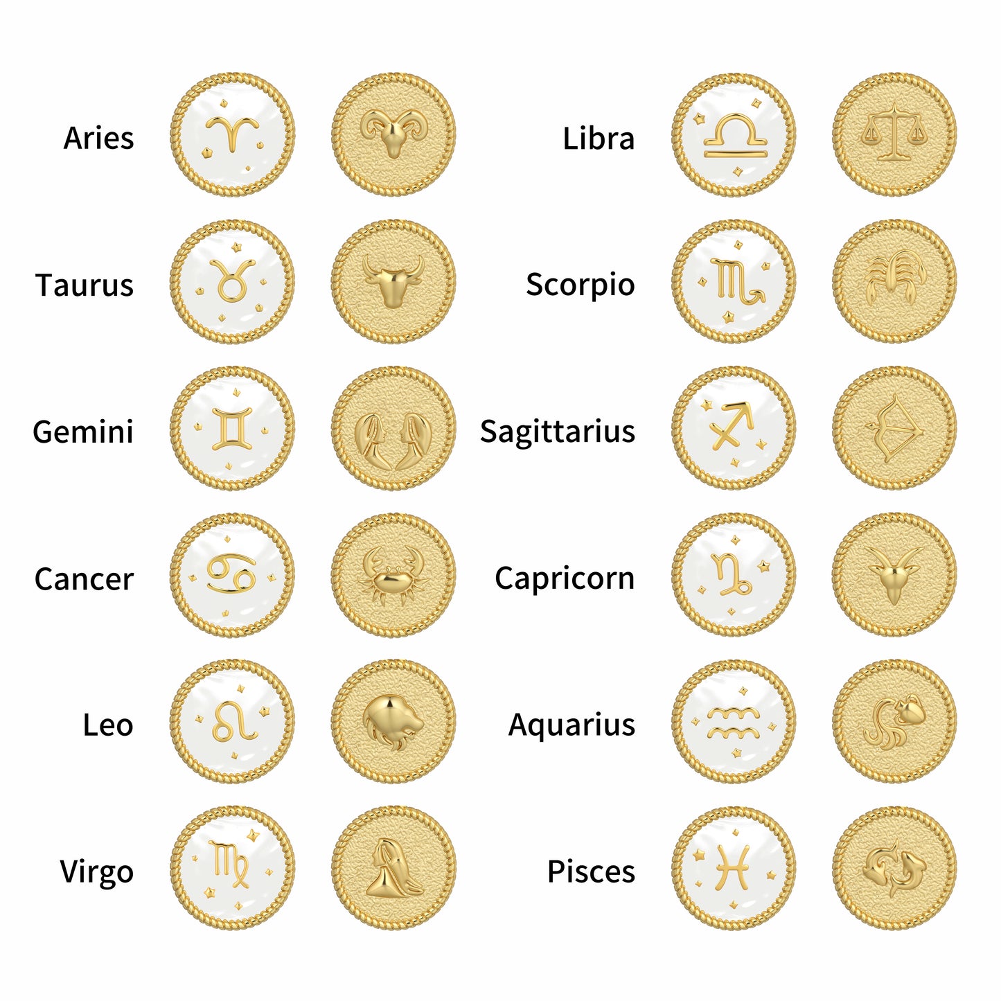14K Gold Plated Zodiac Necklace Series – Dainty Zodiac Signs Coin Necklace, Glow in the Dark Pendant, 2-in-1 Double-Sided, Adjustable Unisex Chain, Astrology Jewelry, Birthday & Couple Gift