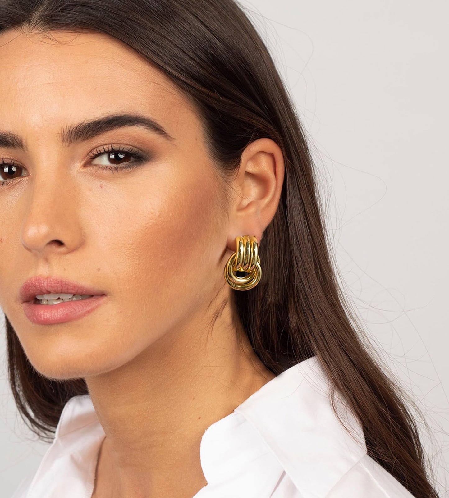 Aprilery Gold Geometric Earrings for Women, Chunky Gold Dangle Earrings Trendy Vintage Statement Earrings Dupes Jewelry for Women