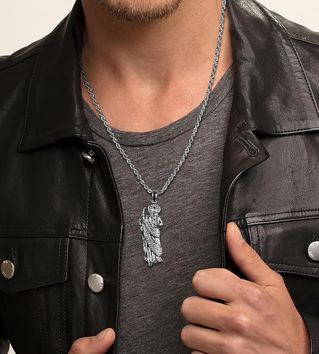 18K Gold Plated San Judas Pendant Necklace for Women Catholic Religious Christian Jewelry for Her