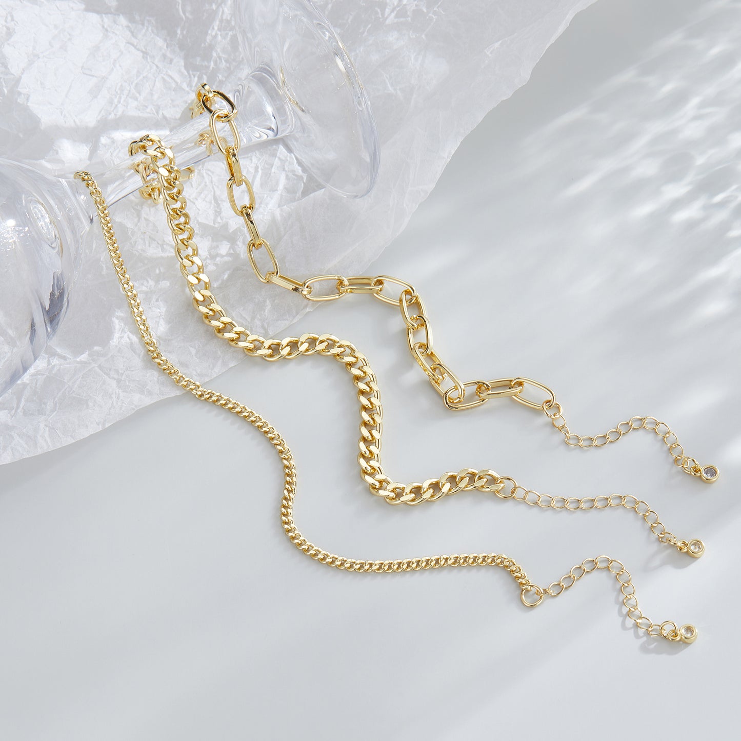 Gold Link Bracelets for Women, Dainty 14K Gold Paperclip Stake Adjustable Layered Bracelet Jewelry for Women