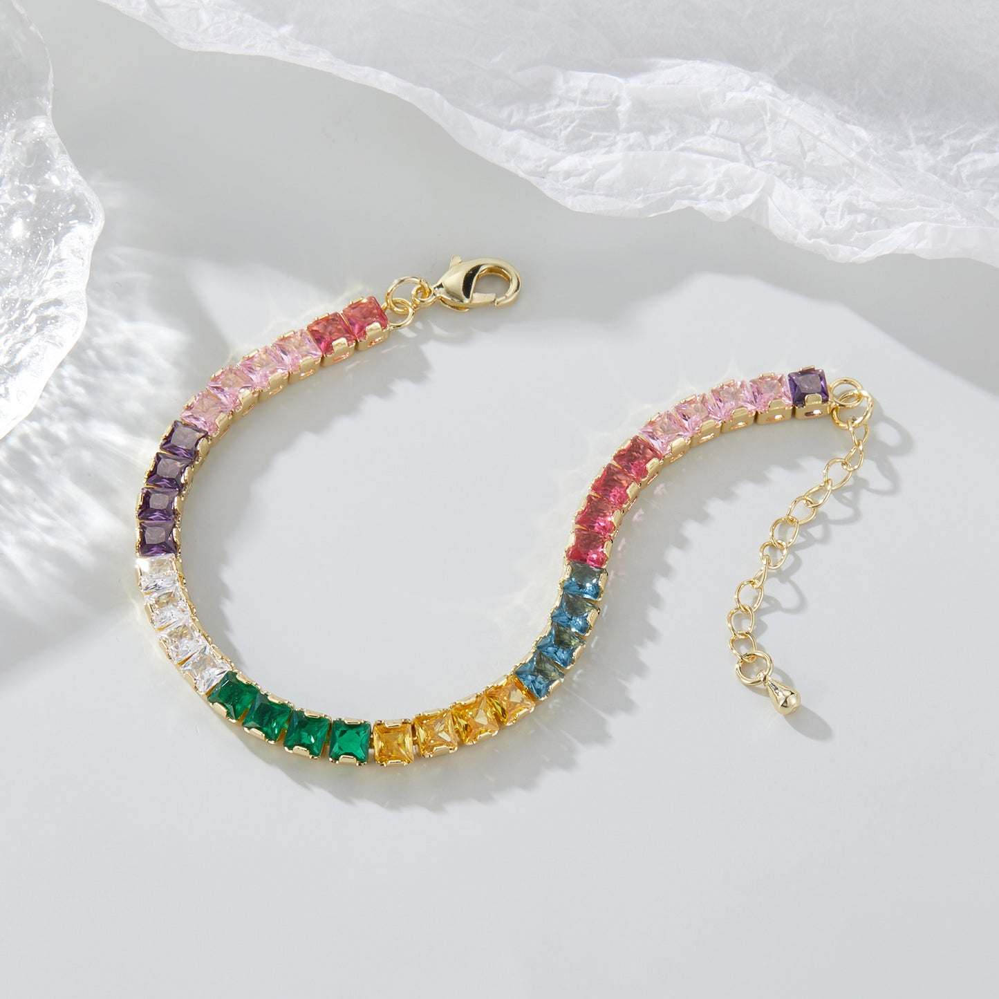 Multiple Color Bracelets for Women, Dainty 14K Gold Paperclip Stake Layered Link Bracelet Jewelry for Women