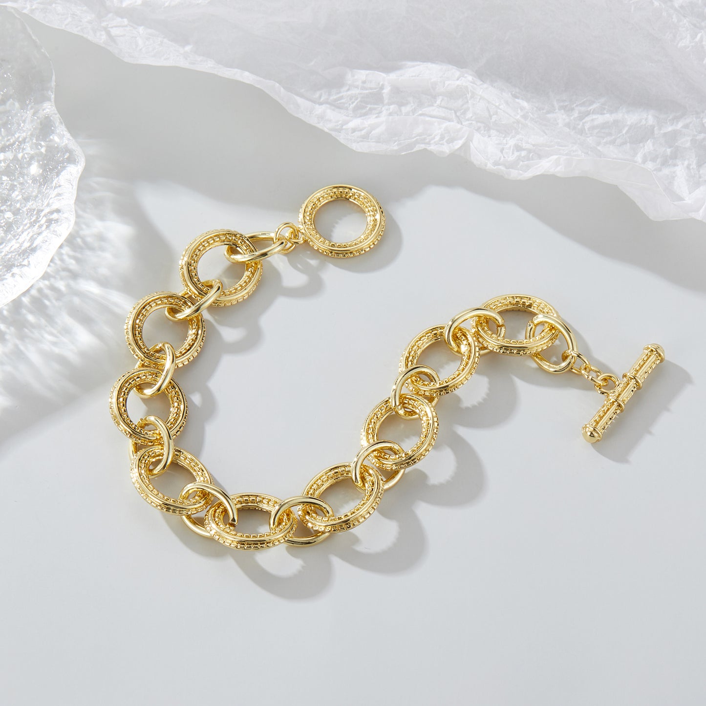 Cable Link Bracelet for Women, Trendy Circle Chain Bangle Link Bracelets Designer Inspire Silver and Gold Bracelets Jewelry for Her