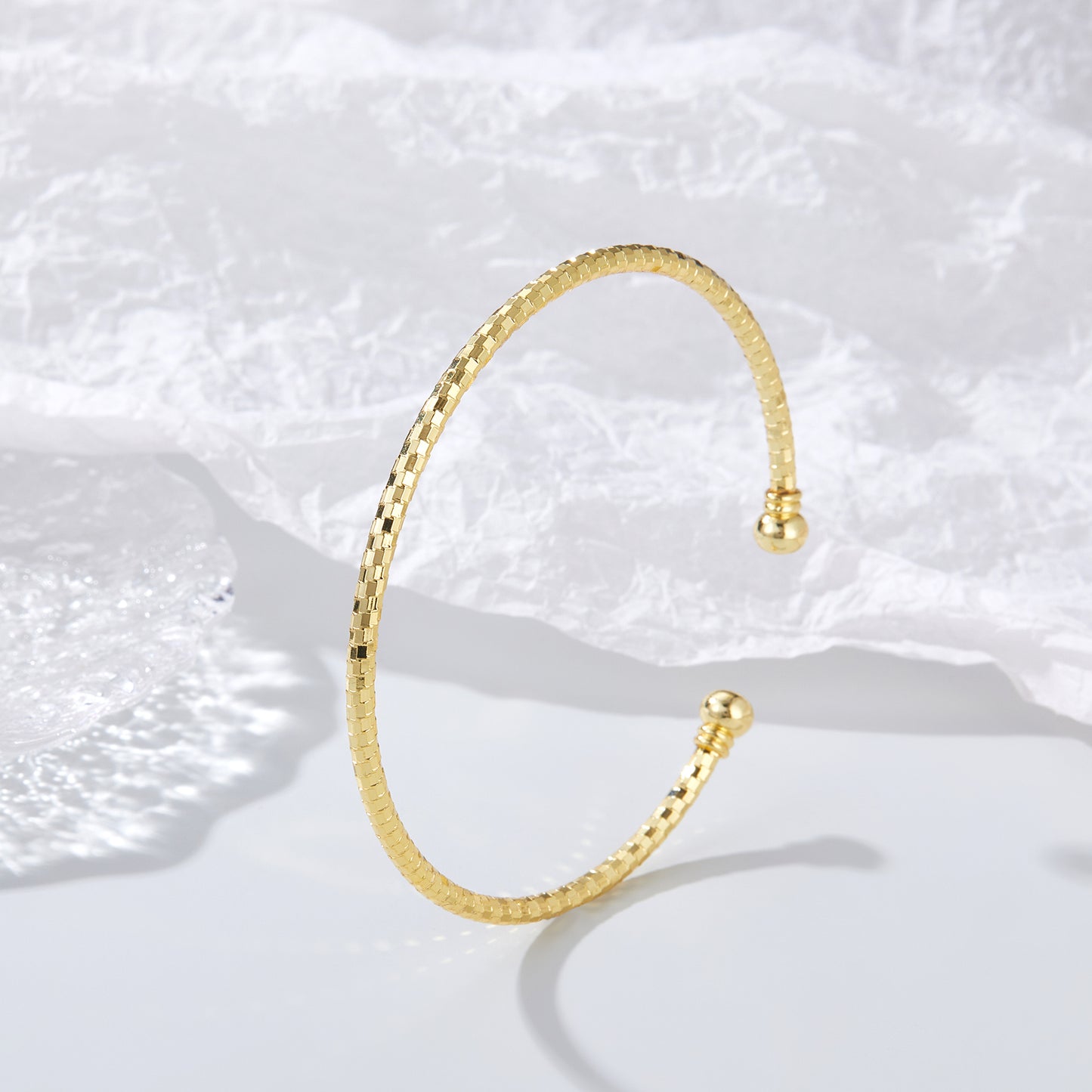 Gold Cuff Bracelets for Women, 14K Gold Plated Textured Bangles Stack Open Adjustable Bracelets Jewelry for Women Gifts for Her