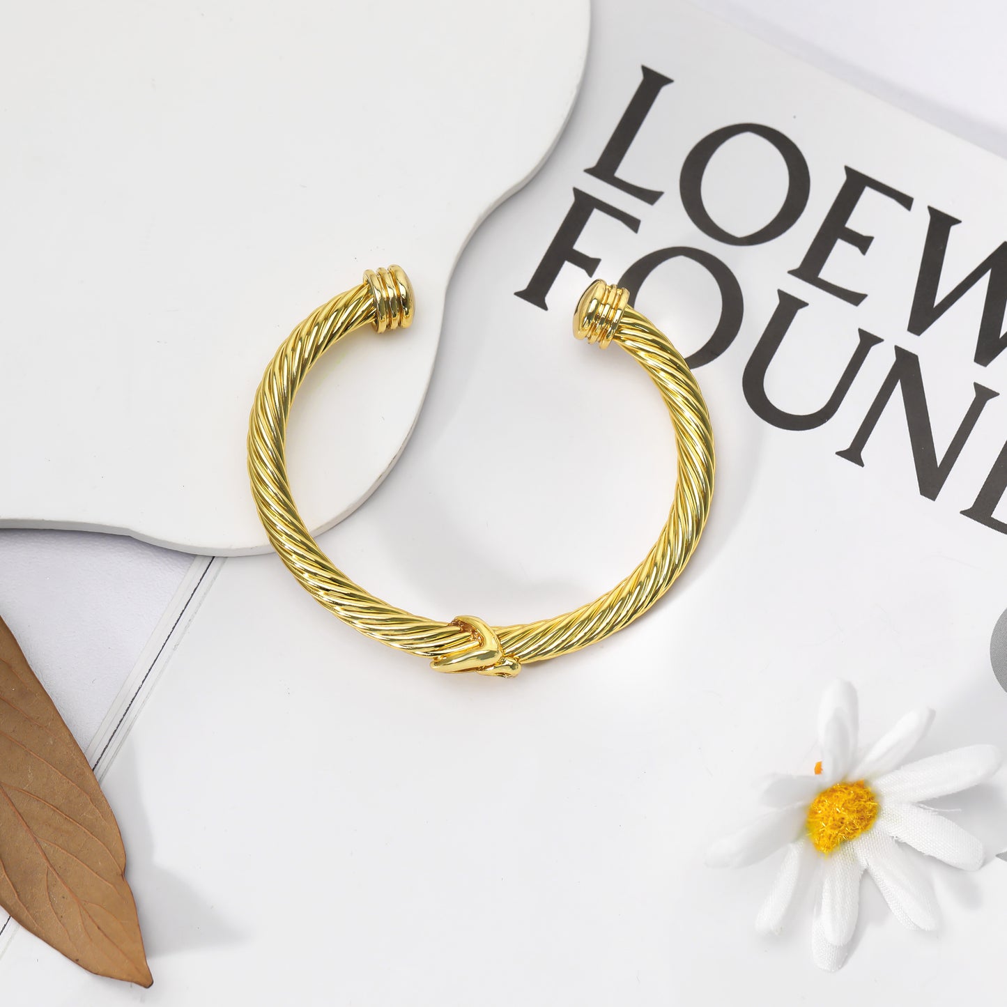 Aprilery Cuff Bracelet for Women Silver Wire Twisted Two Tone Cable Bracelet Gold Heart Cuff Bangle Vintage Bracelets Jewelry Gifts