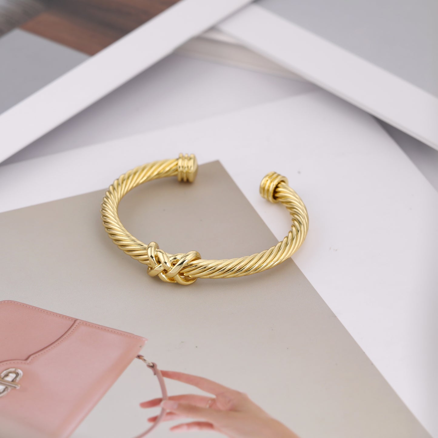 Aprilery Cuff Bracelet for Women Gold Wire Twisted Cable Bracelet Gold Line Cuff Bangle Vintage Bracelets Jewelry Gifts