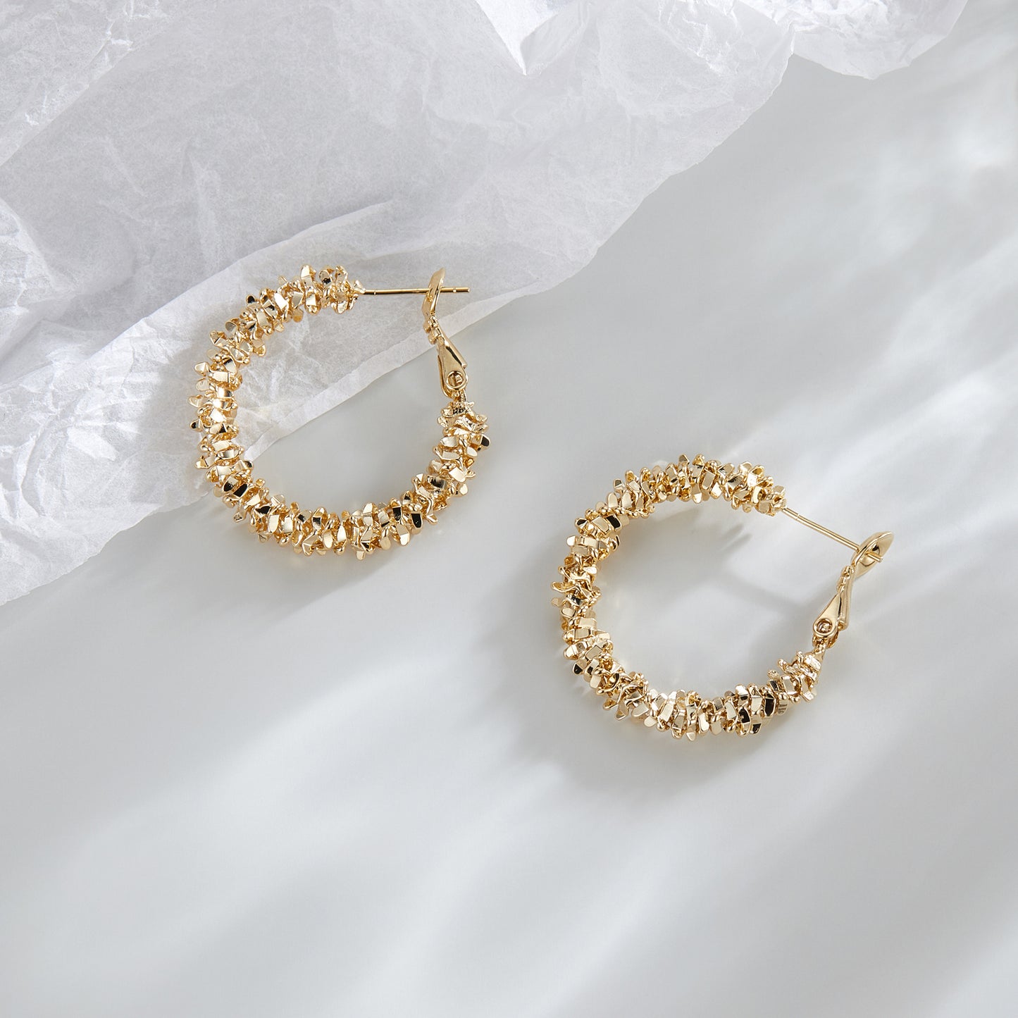 14K Gold Plated Hoop Earrings for Women, Trendy Gold Hoop Earrings Statement Cuff Lightweight Hypoallergenic Jewelry for Her