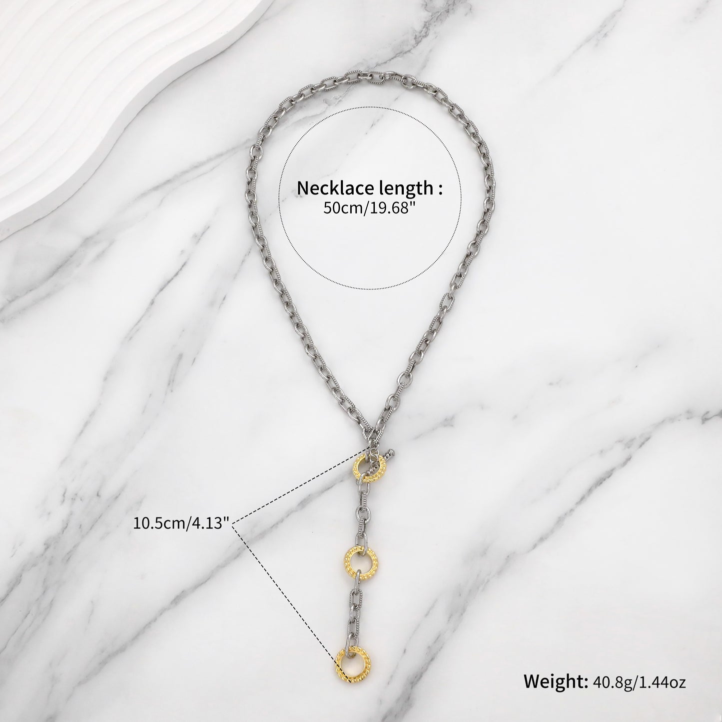 Aprilery Trendy Two Tone Cable Chain Necklace for Women Twist Wire Gold and Silver Necklaces Jewelry Gifts