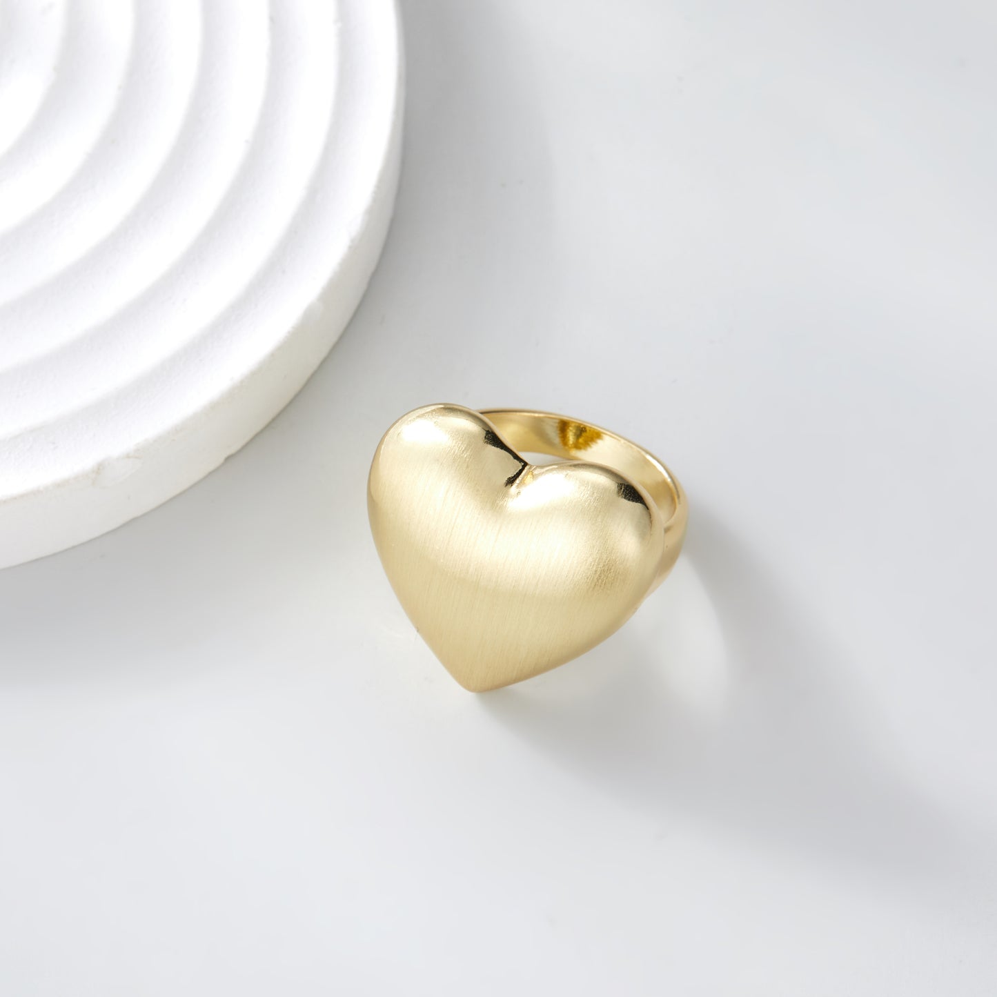 Chunky Gold Rings for Women, 14K Gold Plated Statement Heart Band Ring Hypoallergenic Jewelry for Her