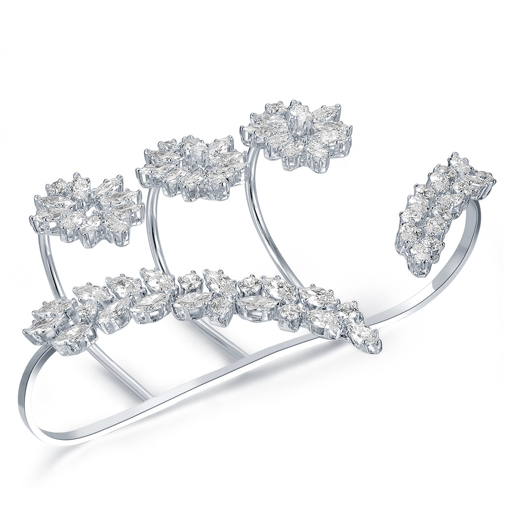Hand Palm Statement Ring for Women, Fashion Adjustable Multiple Finger Ring CZ Crystal Hand Cuff Bracelet Cocktail Costume Wedding Party Prom Accessory Jewelry Ring Gifts for Her