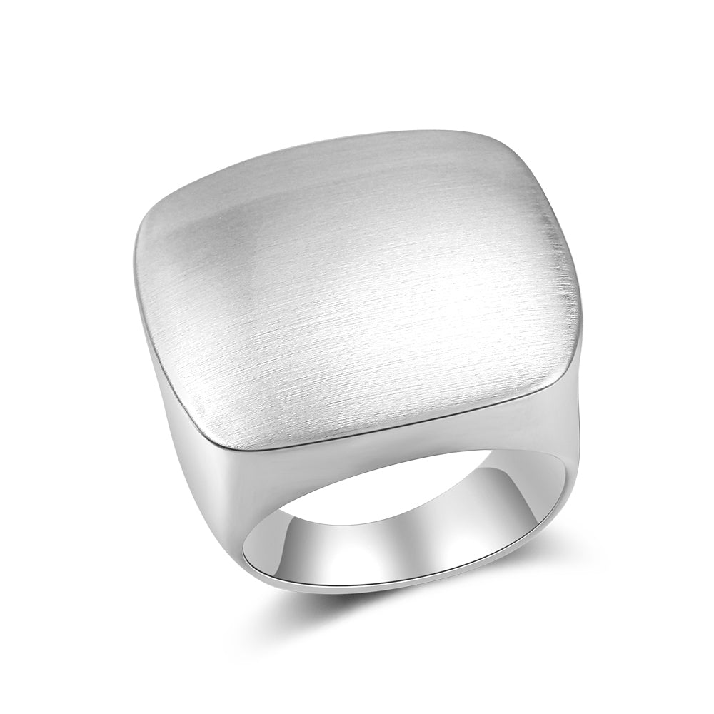 Gold and Silver Rings for Women, Chunky Signet Statement Rings Gold Plated Band Ring Wide Metal Square Rings Cocktail Costume Jewelry for Her