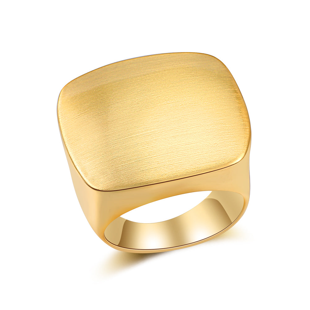 Gold and Silver Rings for Women, Chunky Signet Statement Rings Gold Plated Band Ring Wide Metal Square Rings Cocktail Costume Jewelry for Her