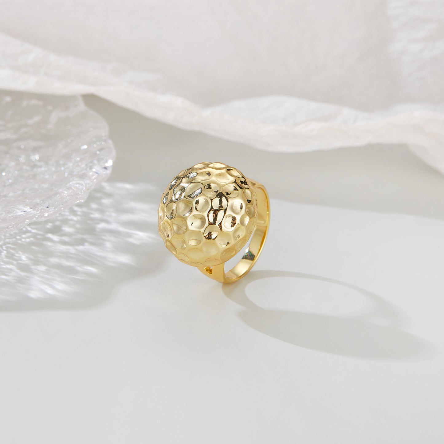 Gold Rings for Women, Chunky Statement Rings Dome Ball Gold Plated Ring Metal Lightweight Rings Band Cocktail Costume Jewelry for Her