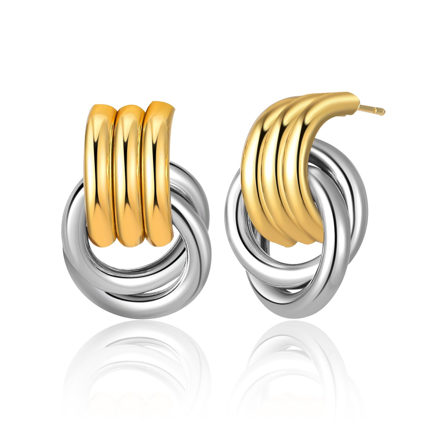 Aprilery Gold Geometric Earrings for Women, Chunky Gold Dangle Earrings Trendy Vintage Statement Earrings Dupes Jewelry for Women