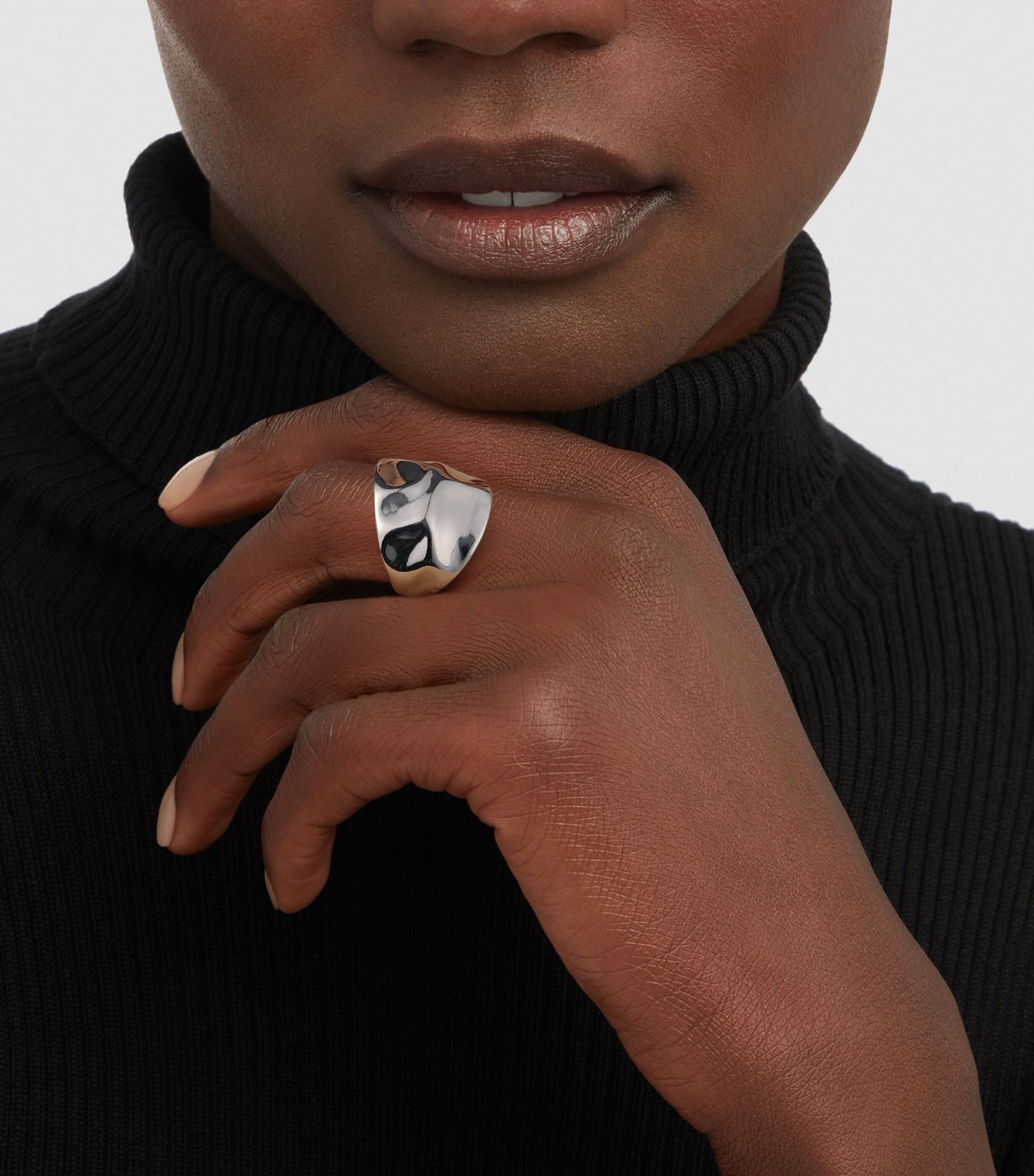 Gold and Silver Rings for Women, Fashion 18K Gold Plated Chunky Statement Ring Band Dome Mask Design Cocktail Costume Jewelry for Her