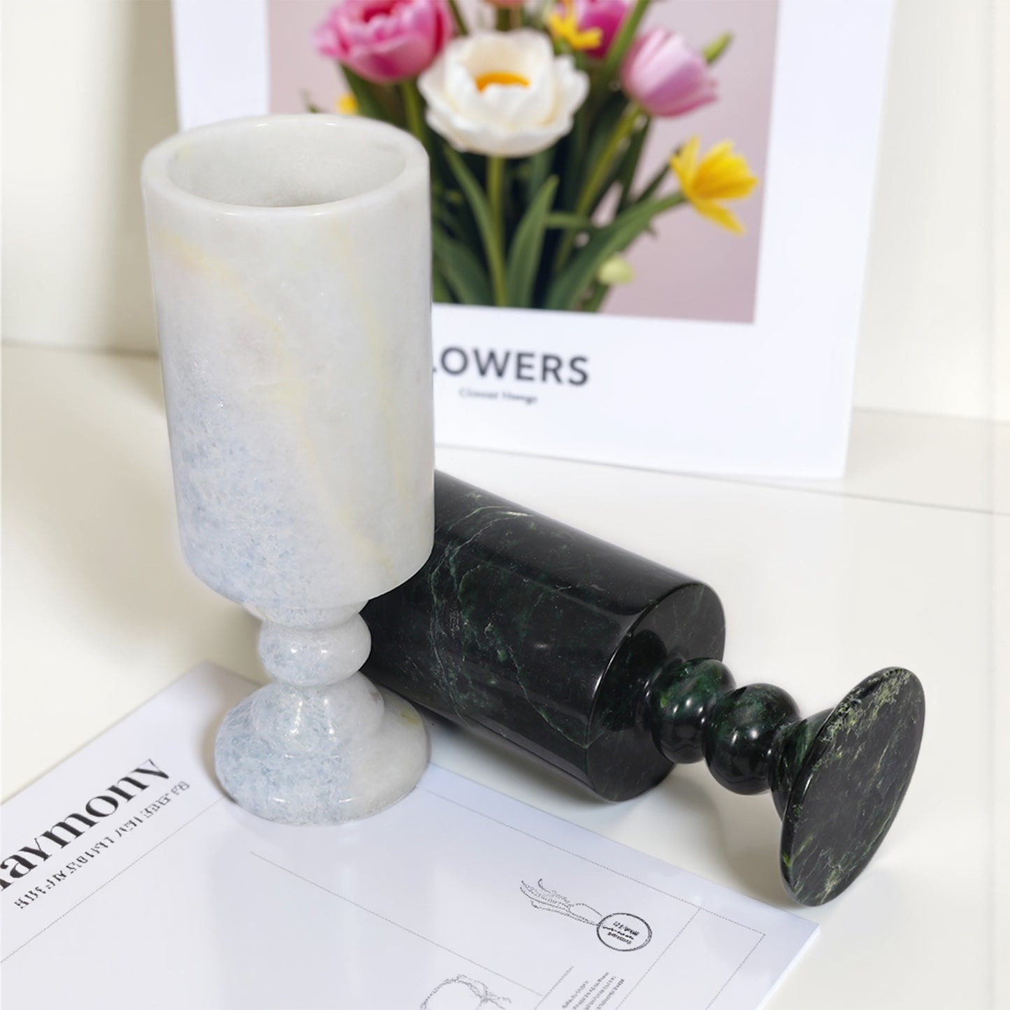Candle Holders Natural Stone Premium Marble Candlestick Holder for Wedding Dinning Party