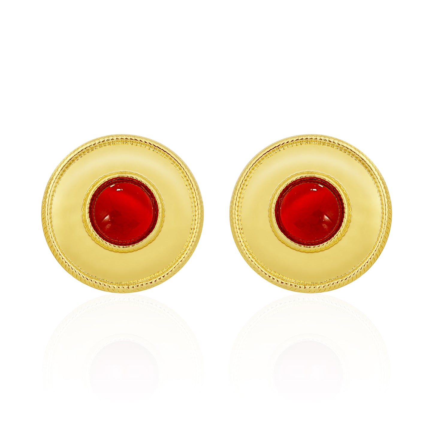 Chunky Gold Earrings for Women Trendy Vintage Gold and Red Stud Statement Earrings Jewelry Gifts