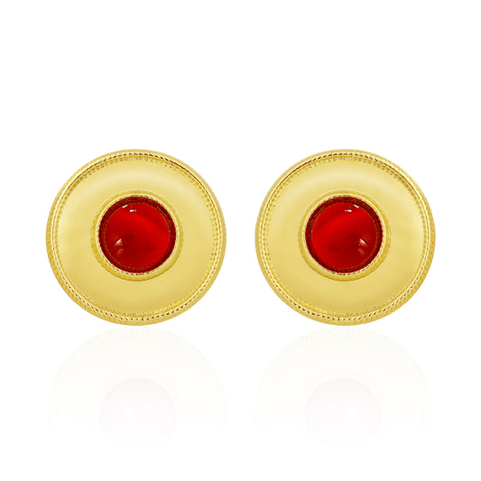 Chunky Gold Earrings for Women Trendy Vintage Gold and Red Stud Statement Earrings Jewelry Gifts
