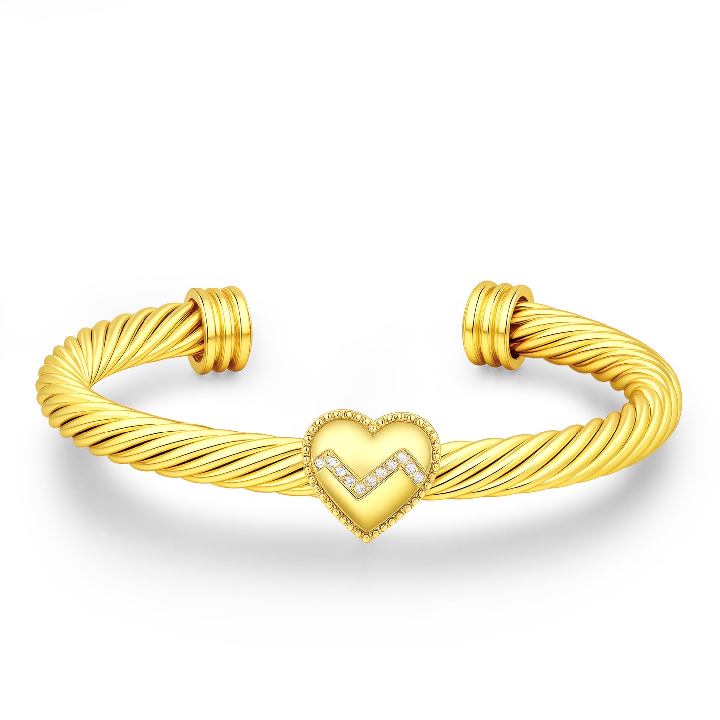 Aprilery Cuff Bracelet for Women Gold Wire Twisted Cable Bracelet Gold Heart Cuff Bangle Vintage Bracelets Jewelry Gifts