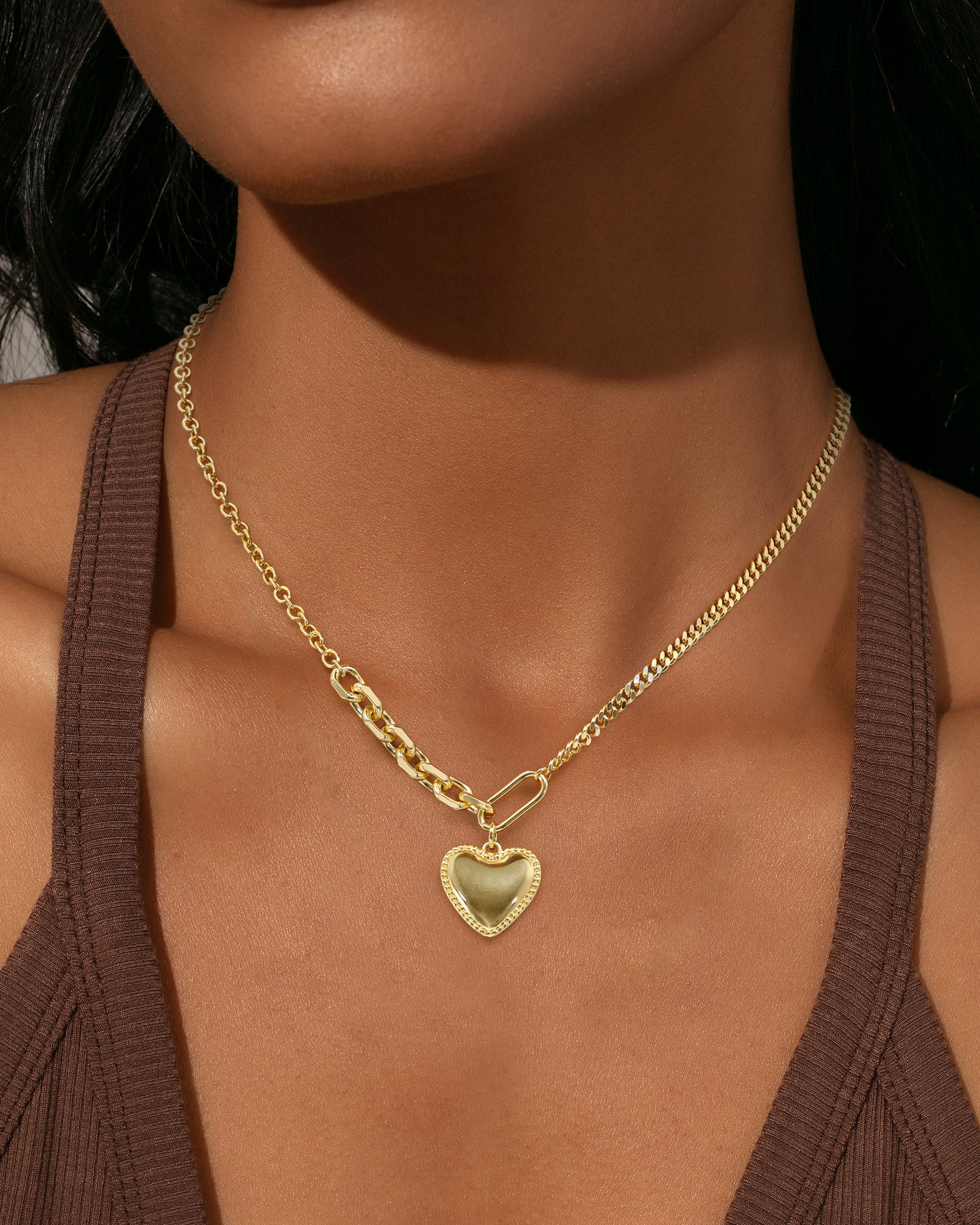Aprilery Trendy Gold Chain Necklace for Women Heart Pendant Necklaces Jewelry Gifts