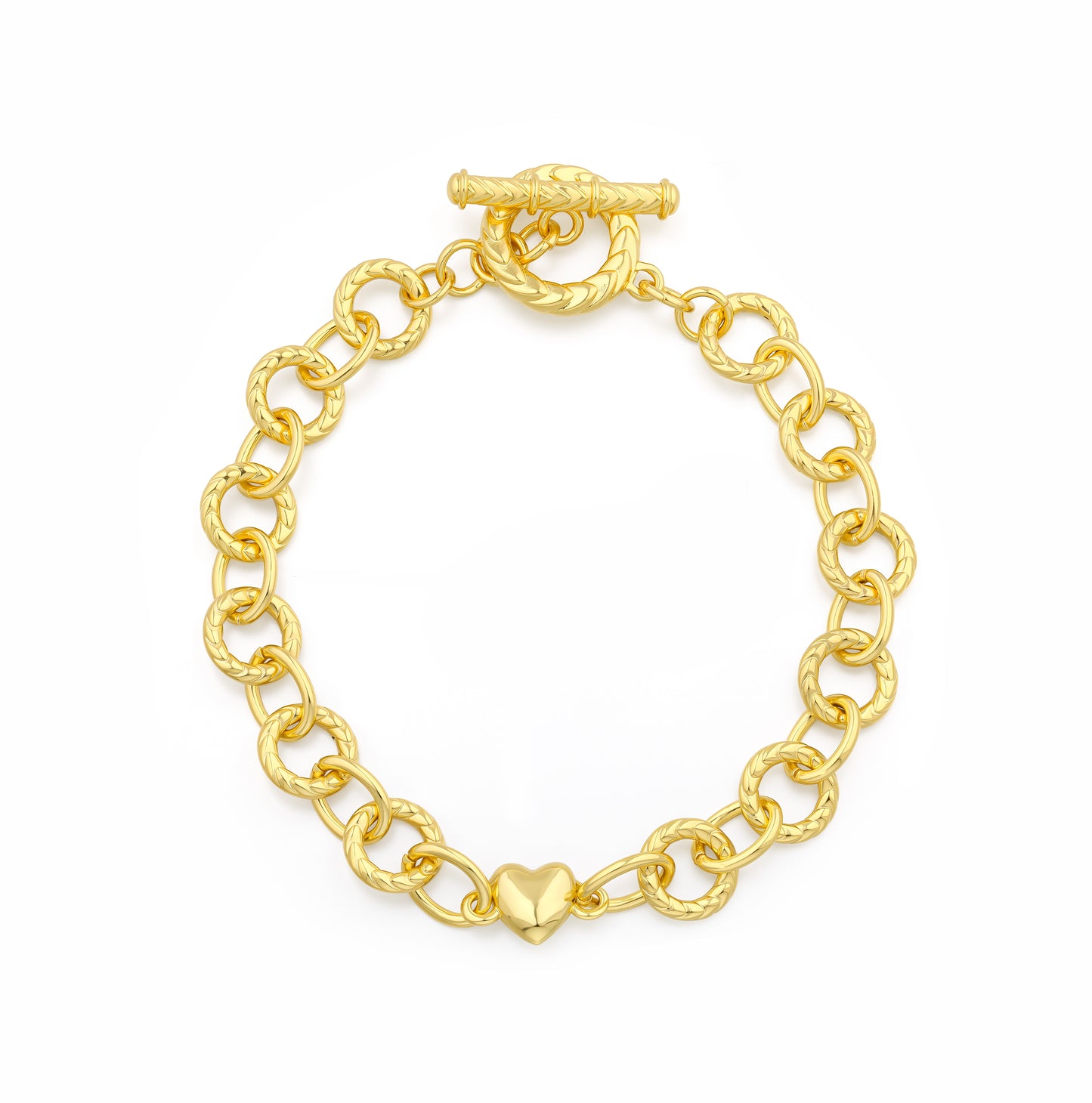 Aprilery Cable Link Bracelet for Women, Gold Circle Chain Bangle Heart Bracelets Trendy Silver and Gold Bracelets Jewelry