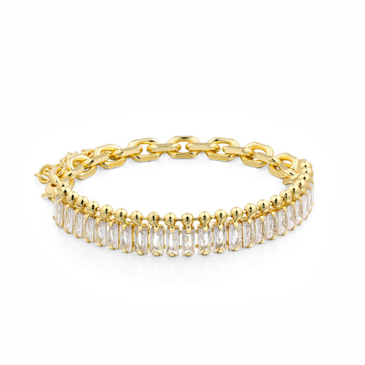Aprilery Gold Chain Bracelet for Women Dainty Cubic Zirconia Link Bracelet Gold Trendy Bracelets Jewelry