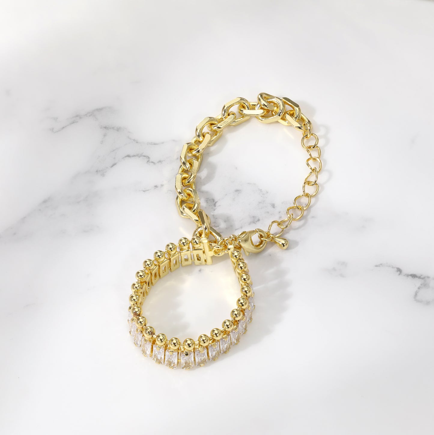 Aprilery Gold Chain Bracelet for Women Dainty Cubic Zirconia Link Bracelet Gold Trendy Bracelets Jewelry