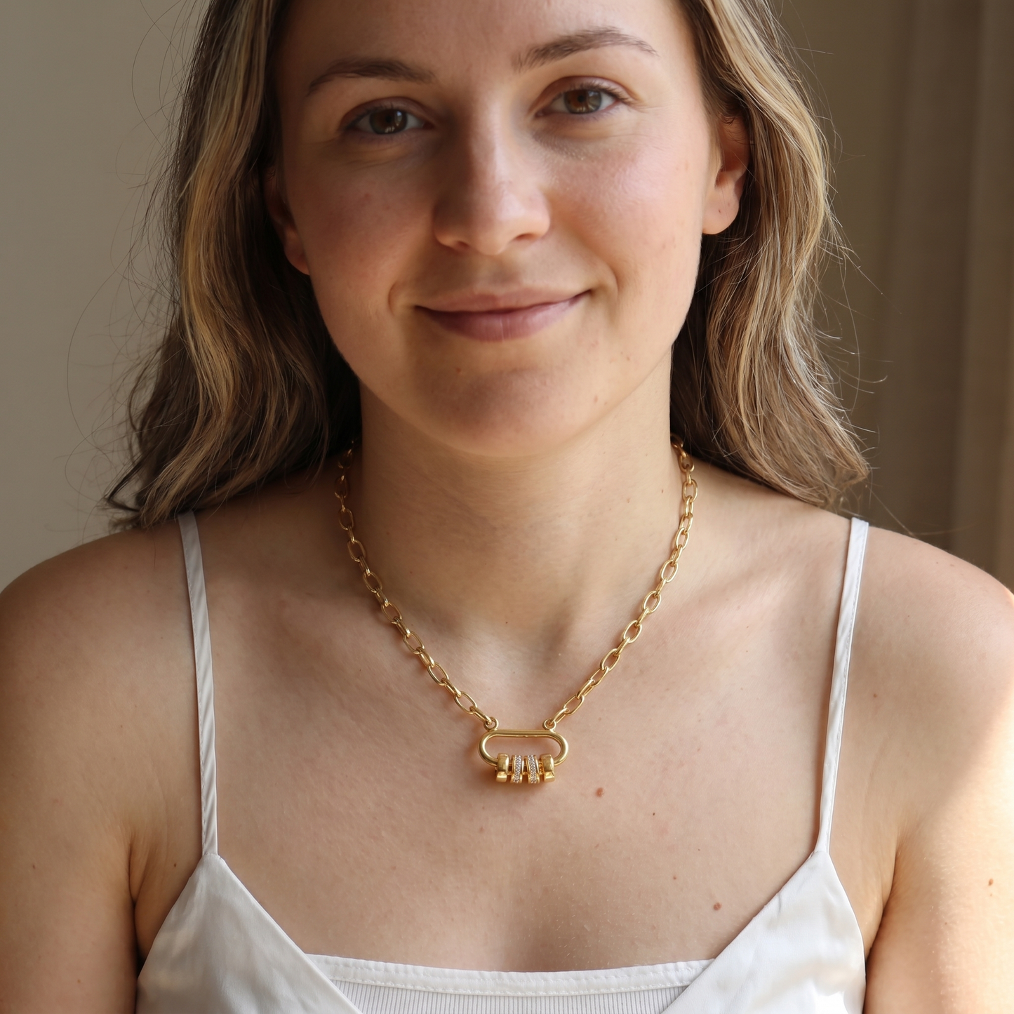 Aprilery Trendy Gold Chain Necklace for Women Rotation Pendant Necklaces Jewelry Gifts