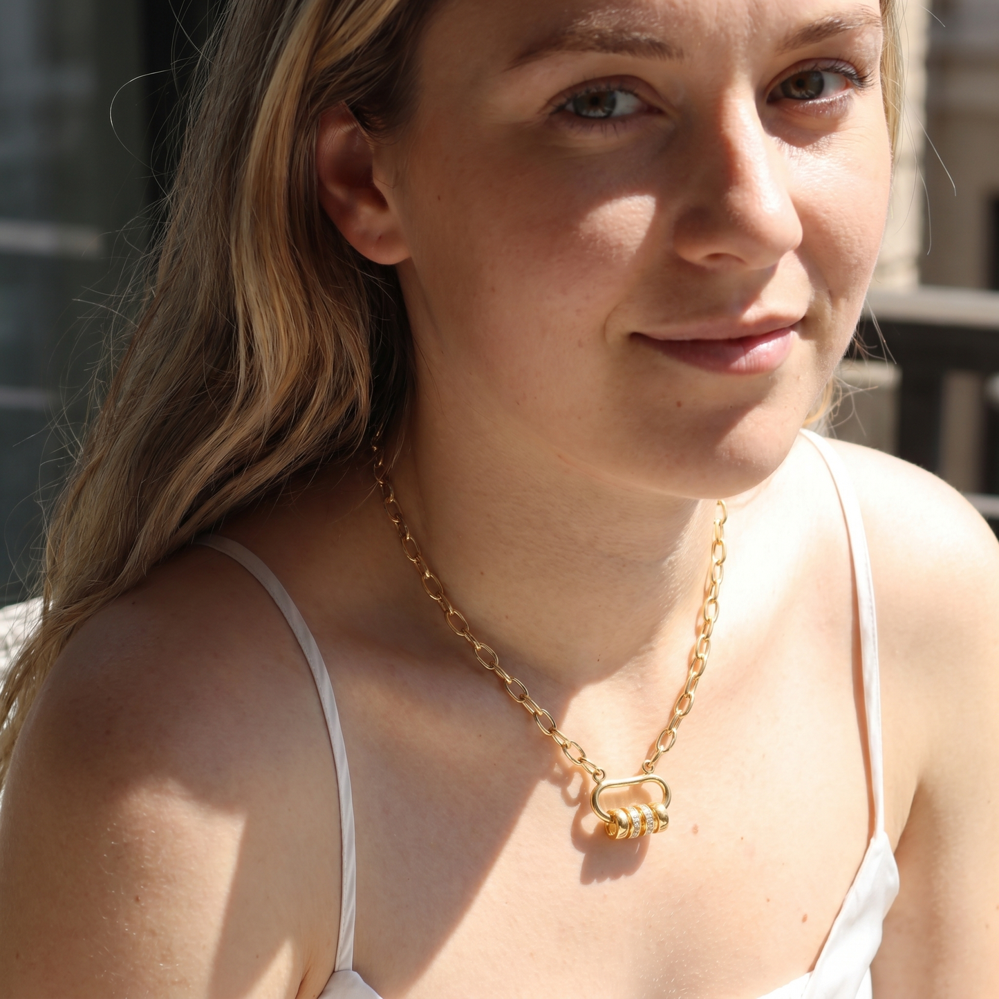 Aprilery Trendy Gold Chain Necklace for Women Rotation Pendant Necklaces Jewelry Gifts