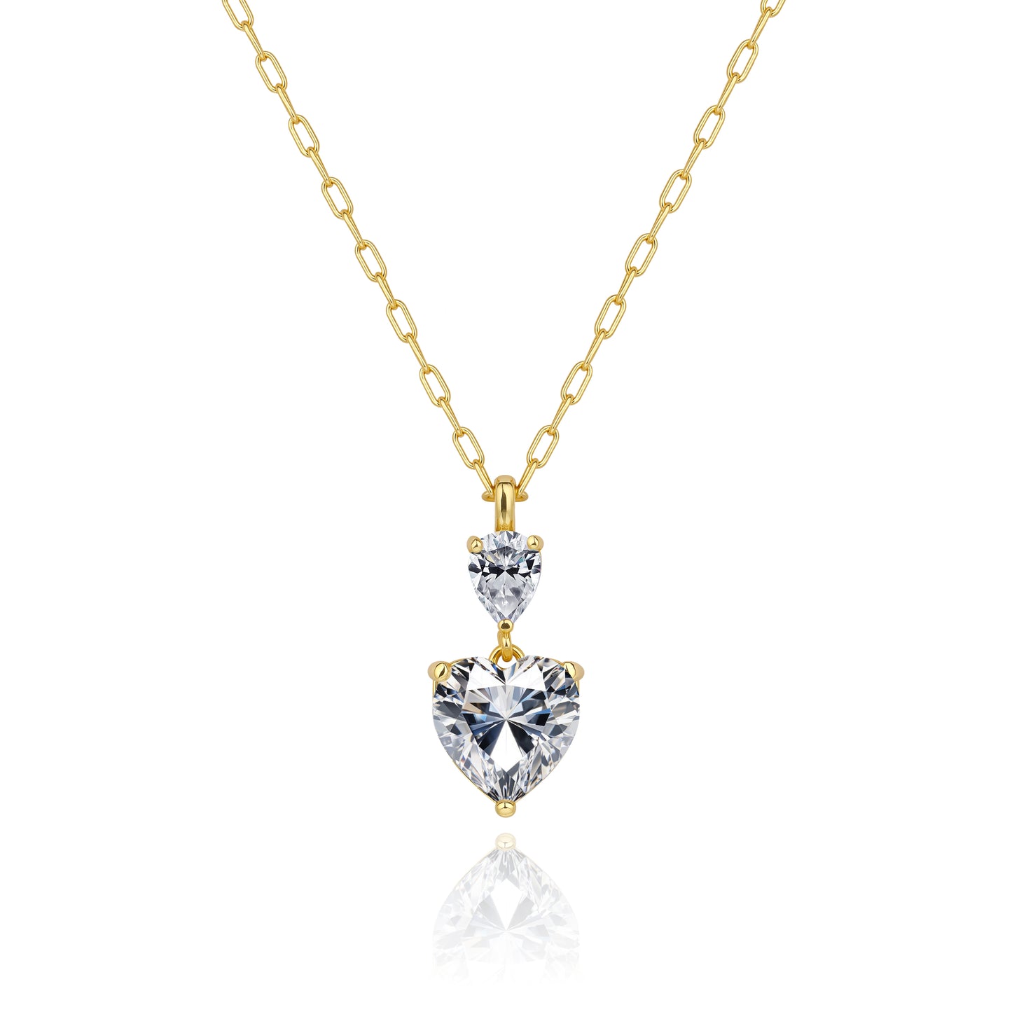 Aprilery Gold Pendant Necklaces for Women Cubic Zirconia Heart Necklace Trendy Gold Chain Necklaces Dainty Jewelry Gift