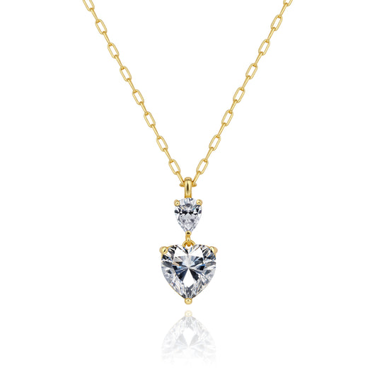 Aprilery Gold Pendant Necklaces for Women Cubic Zirconia Heart Necklace Trendy Gold Chain Necklaces Dainty Jewelry Gift