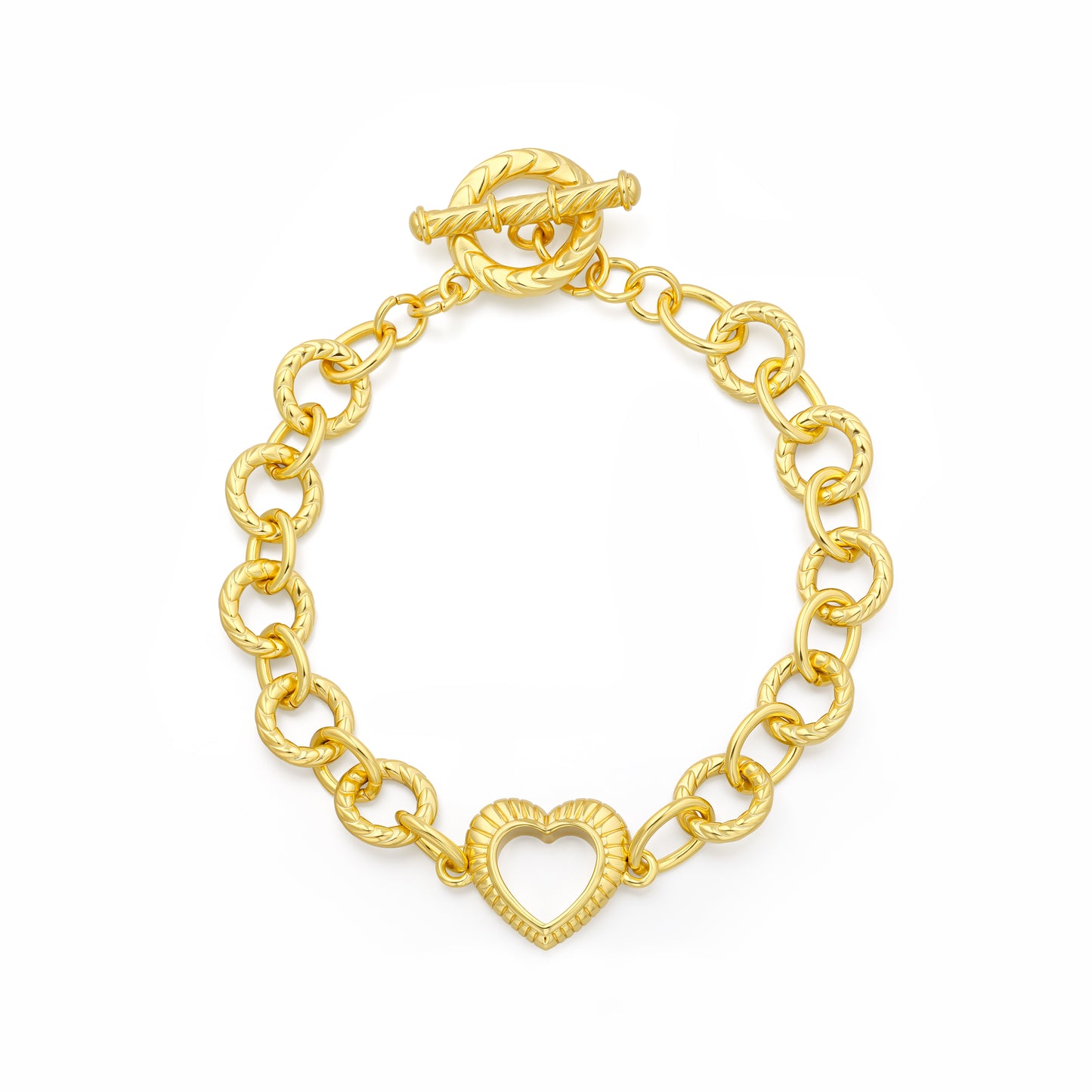 Aprilery Cable Link Bracelet for Women, Gold Circle Chain Bangle Heart Bracelets Trendy Silver and Gold Bracelets Jewelry