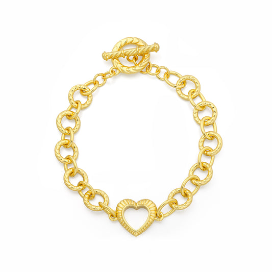 Aprilery Cable Link Bracelet for Women, Gold Circle Chain Bangle Heart Bracelets Trendy Silver and Gold Bracelets Jewelry