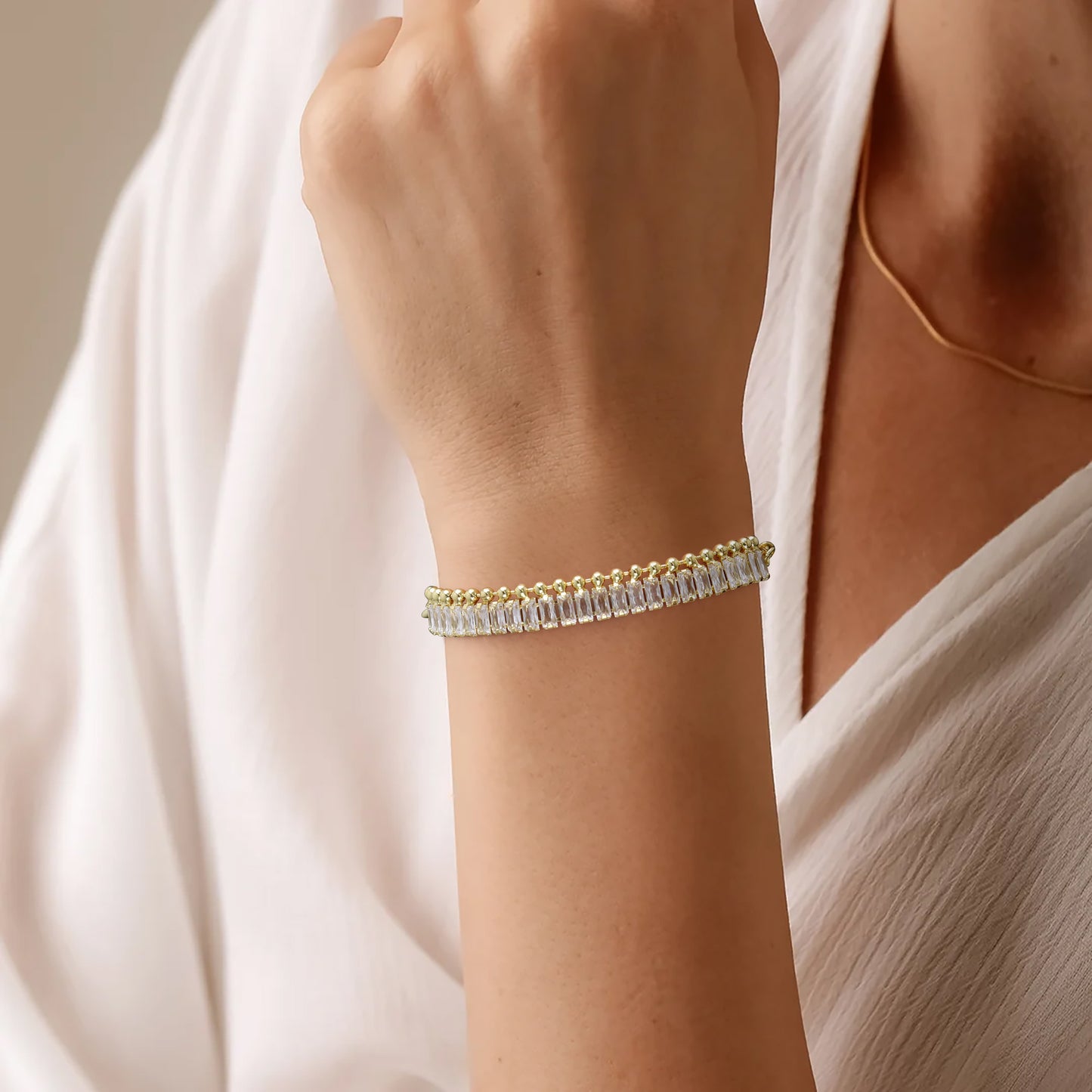 Aprilery Gold Chain Bracelet for Women Dainty Cubic Zirconia Link Bracelet Gold Trendy Bracelets Jewelry