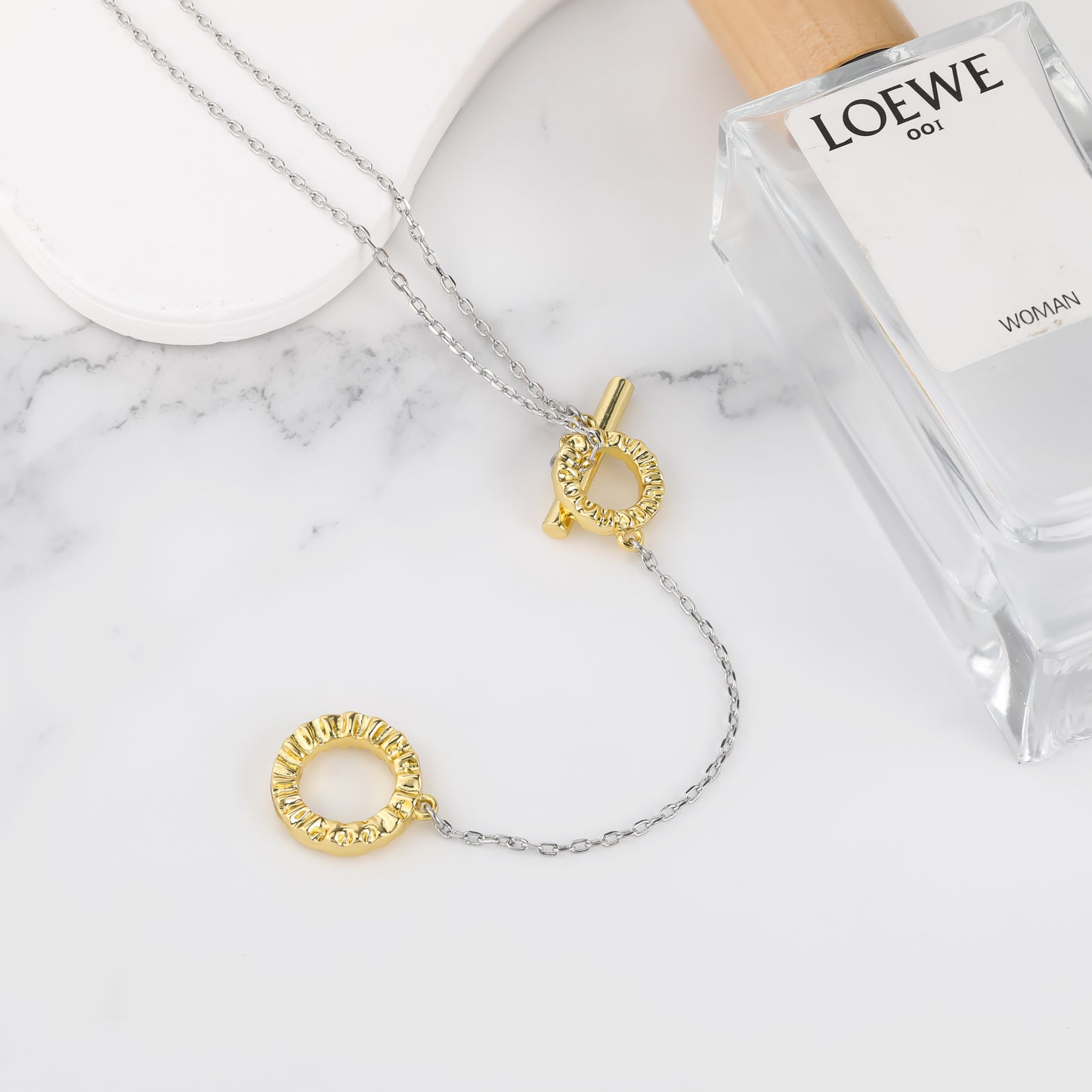 Aprilery Gold Chain Necklaces for Women Circular Round Necklace Trendy Line Gold  and Silver Necklaces Dainty Jewelry Gift