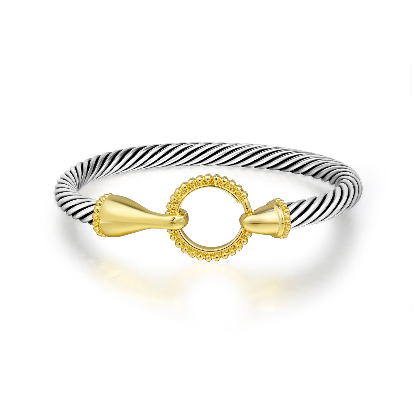 Aprilery Cuff Bracelets for Women Two Tone - Cable Bangle Bracelet Twisted Silver Wire - Gold Hook Vintage Mixed Metal Cuff Bracelets Jewelry Gift