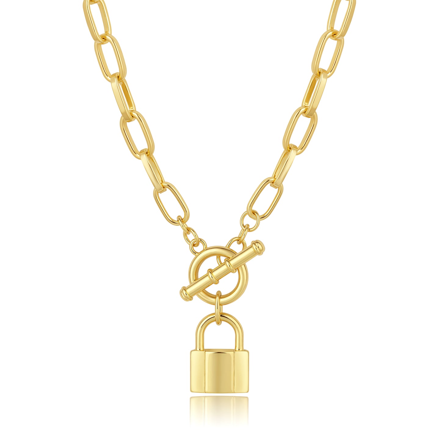 Aprilery Trendy Gold Chain Necklace for Women Lock Pendant Necklaces Jewelry Gifts