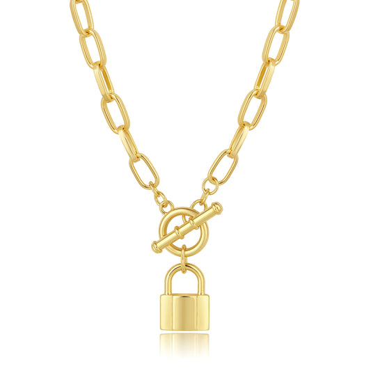 Aprilery Trendy Gold Chain Necklace for Women Lock Pendant Necklaces Jewelry Gifts