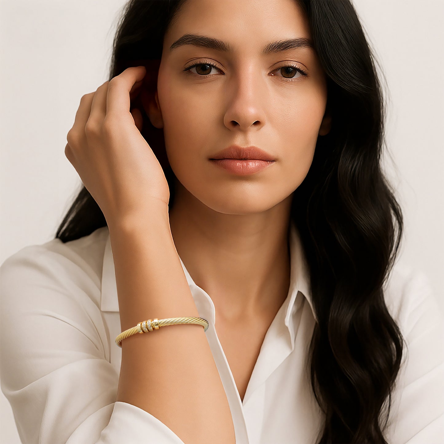 Aprilery Twisted Cable Cuff Bracelet for Women, Gold & Silver Two Tone Bangle, Trendy Mixed Metal Jewelry Gift