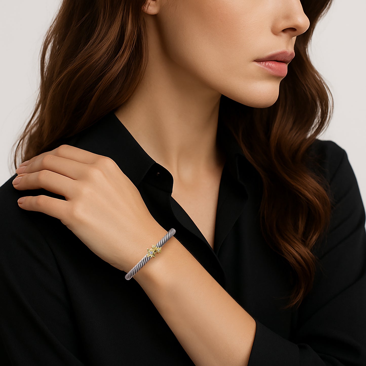 Aprilery Cuff Bracelet for Women Gold Wire Twisted Cable Bracelet Gold Star Cuff Bangle Vintage Bracelets Jewelry Gifts