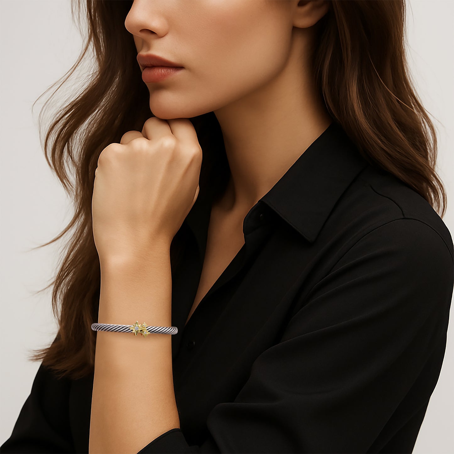 Aprilery Cuff Bracelet for Women Gold Wire Twisted Cable Bracelet Gold Star Cuff Bangle Vintage Bracelets Jewelry Gifts