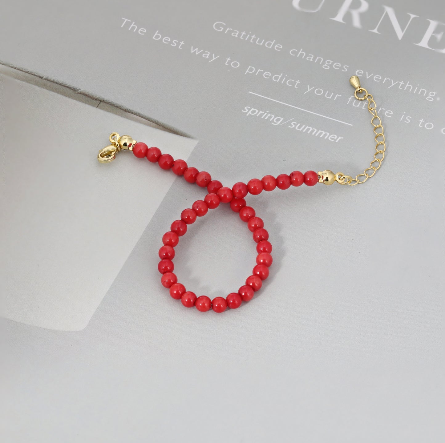 Aprilery Red Bracelets Agate Beaded Bracelet for Women Adjustable