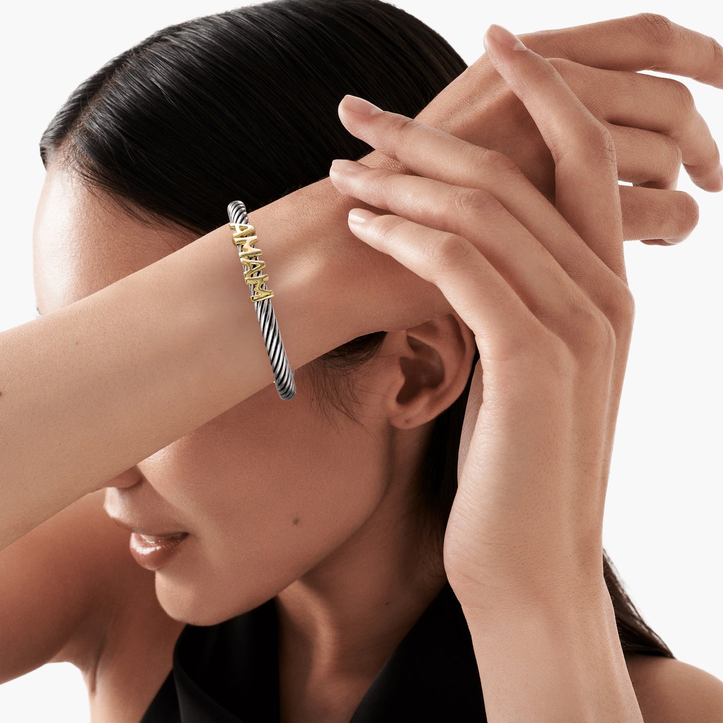 Aprilery Cuff Bracelet for Women Silver Wire Twisted Two Tone Cable Bracelet Gold Letter Cuff Bangle Vintage Bracelets Jewelry Gifts