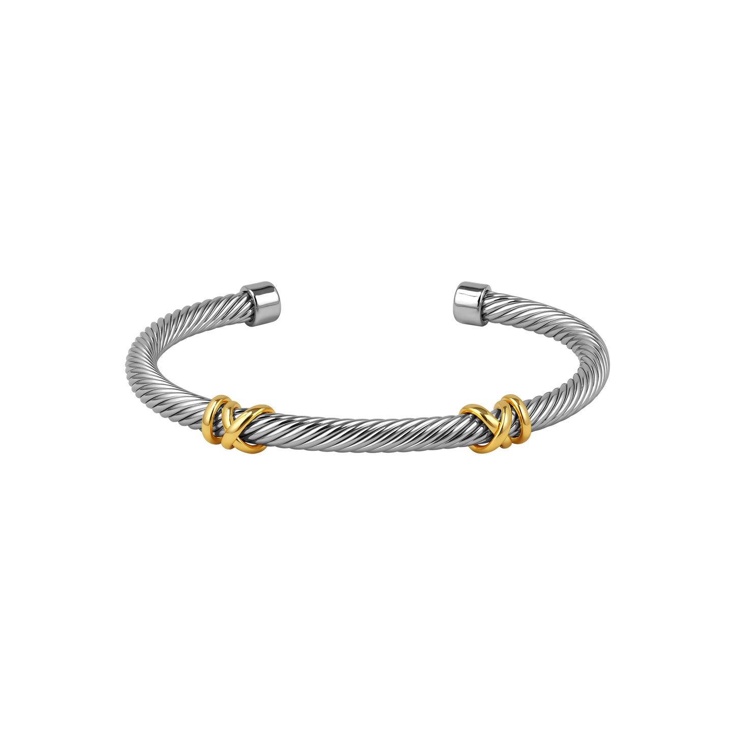 Aprilery Cuff Bracelet for Women Silver Wire Twisted Two Tone Cable Bracelet Gold Cuff Bangle Vintage Bracelets Jewelry Gifts