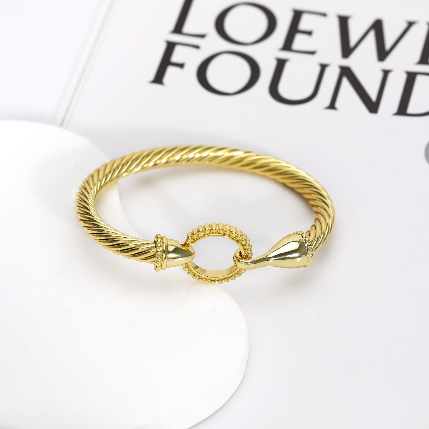 Aprilery Cuff Bracelets for Women Two Tone - Cable Bangle Bracelet Twisted Silver Wire - Gold Hook Vintage Mixed Metal Cuff Bracelets Jewelry Gift