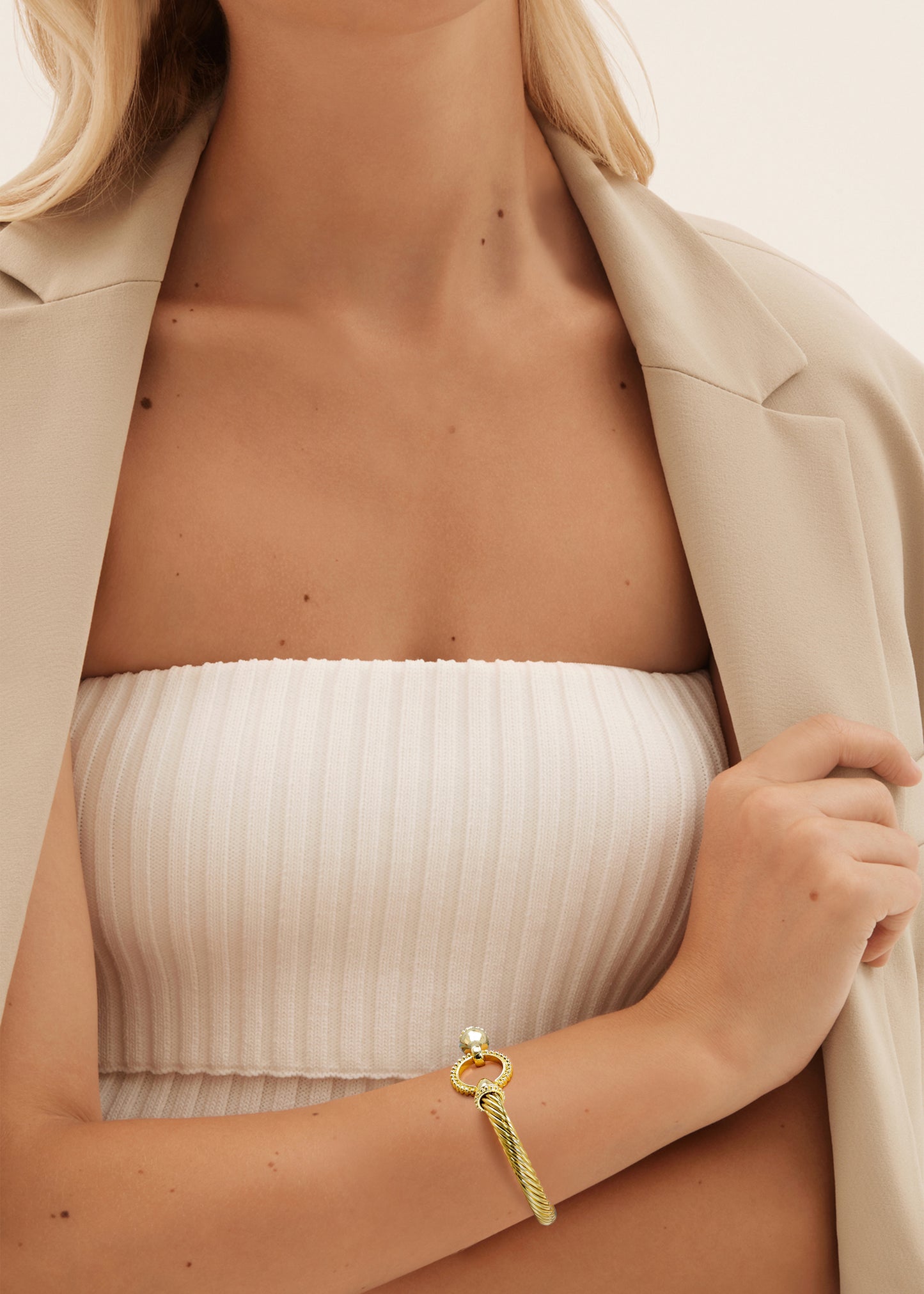 Aprilery Cuff Bracelets for Women Two Tone - Cable Bangle Bracelet Twisted Silver Wire - Gold Hook Vintage Mixed Metal Cuff Bracelets Jewelry Gift