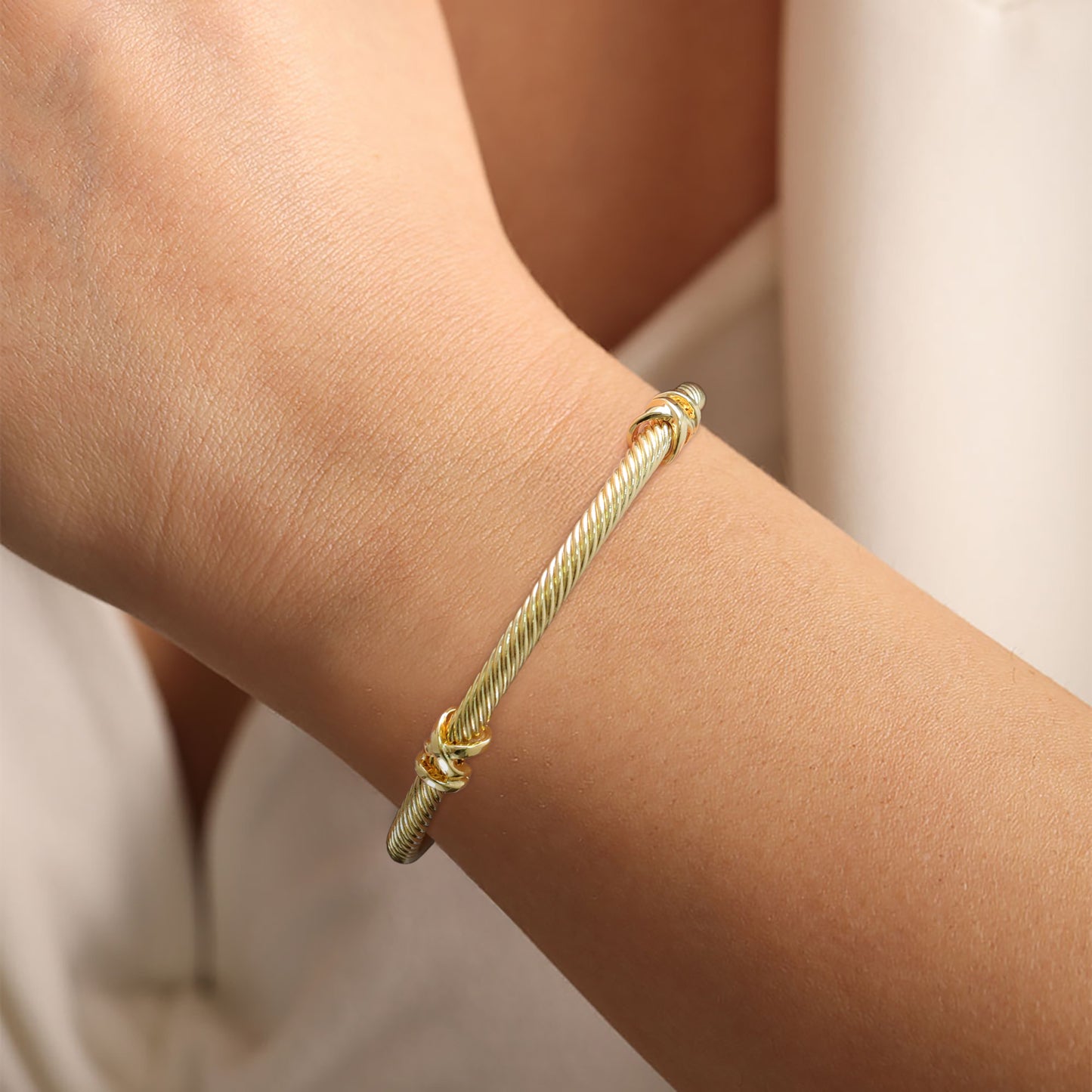Aprilery Cuff Bracelet for Women Silver Wire Twisted Two Tone Cable Bracelet Gold Cuff Bangle Vintage Bracelets Jewelry Gifts