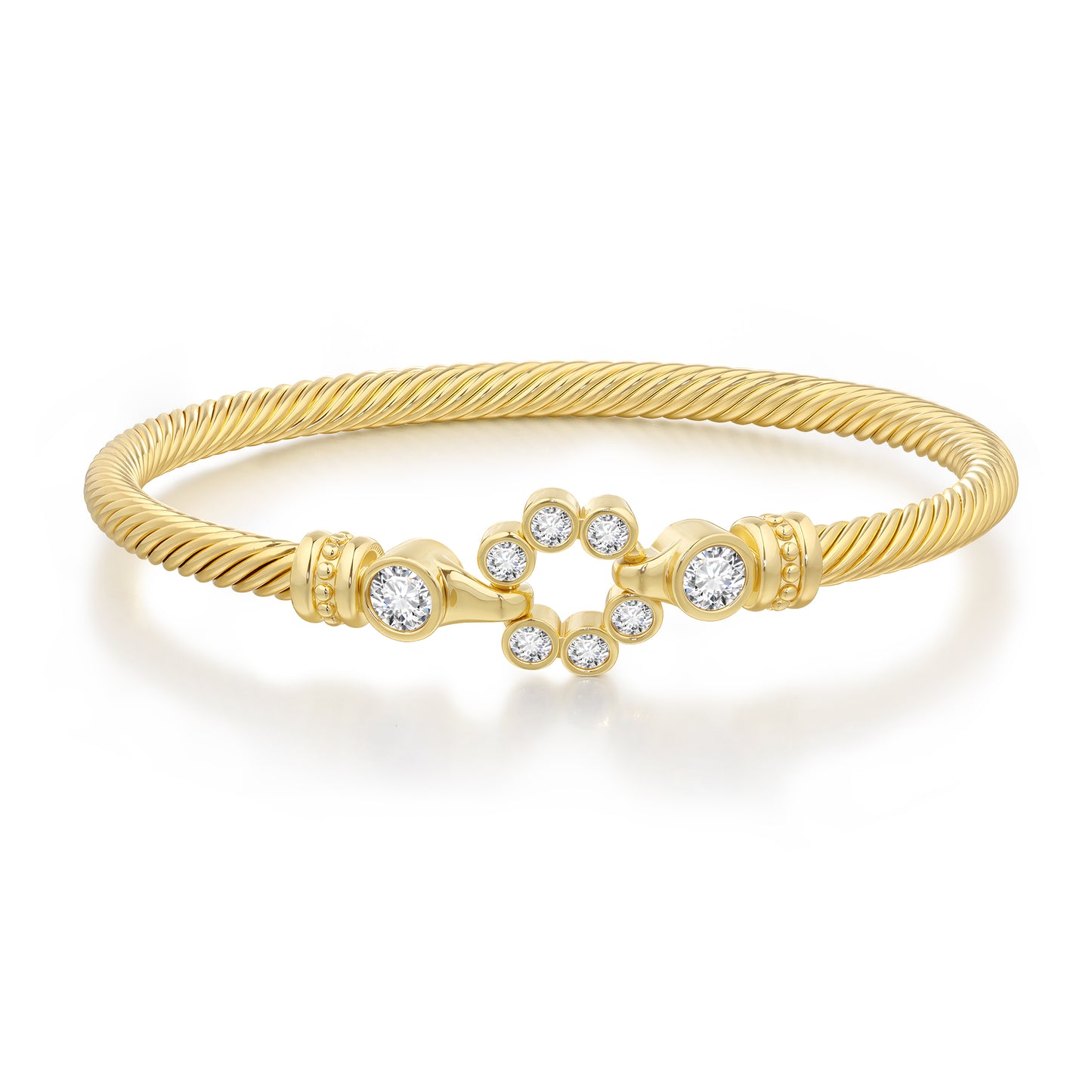 Aprilery Cuff Bracelets for Women Gold - Cable Bangle Bracelet Twisted Wire - Gold Hook Flower Vintage Mixed Metal Cuff Bracelets Jewelry Gift